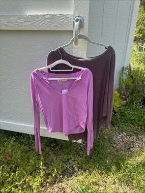 Two We The Free Lavender Long-Sleeve Tees